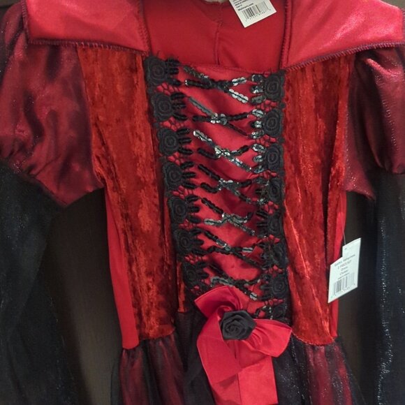 Teen Gothic Vampiress Kids Costume With Choker - Size XL 14-16 - Picture 3 of 7